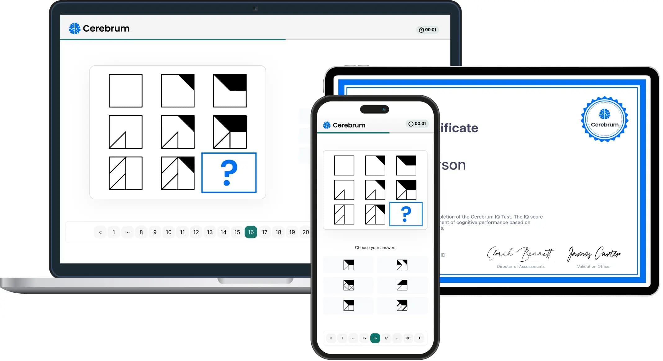 IQ test shown on mobile, tablet and computer devices